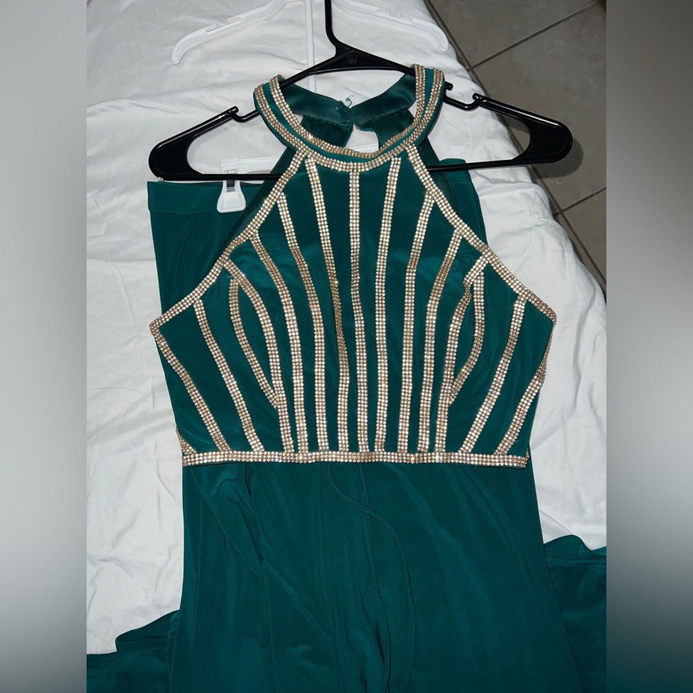 Emerald Green and Gold Two Piece